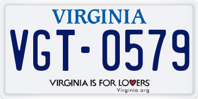 VA license plate VGT0579