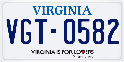VA license plate VGT0582