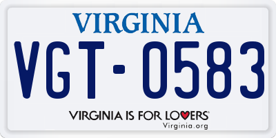VA license plate VGT0583