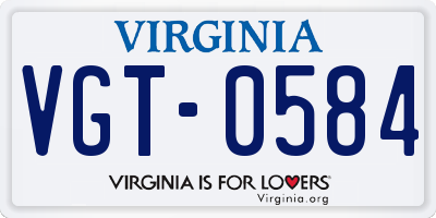 VA license plate VGT0584