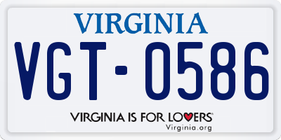 VA license plate VGT0586