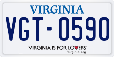 VA license plate VGT0590