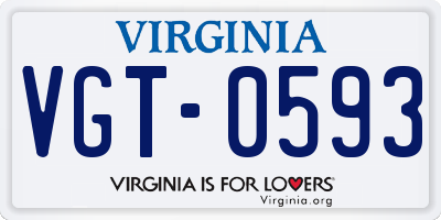 VA license plate VGT0593