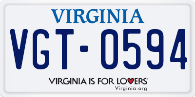 VA license plate VGT0594