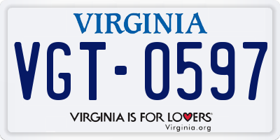VA license plate VGT0597