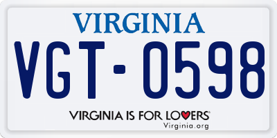 VA license plate VGT0598