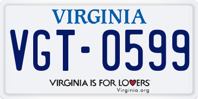 VA license plate VGT0599