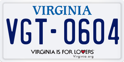VA license plate VGT0604