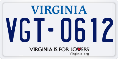 VA license plate VGT0612
