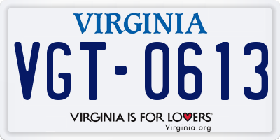 VA license plate VGT0613