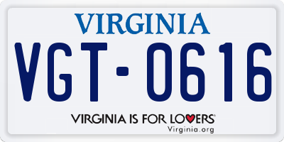 VA license plate VGT0616
