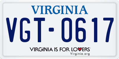 VA license plate VGT0617