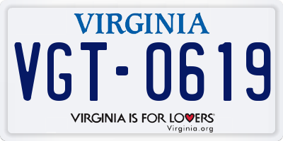 VA license plate VGT0619