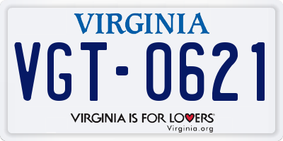 VA license plate VGT0621