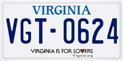 VA license plate VGT0624