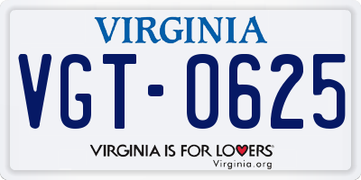VA license plate VGT0625
