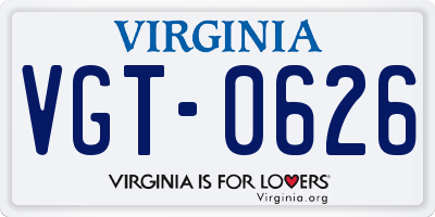 VA license plate VGT0626