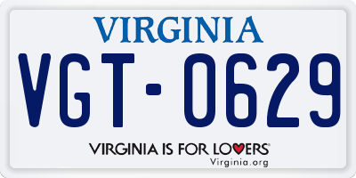 VA license plate VGT0629