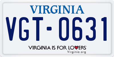 VA license plate VGT0631