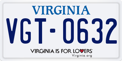 VA license plate VGT0632