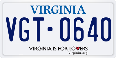 VA license plate VGT0640