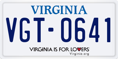 VA license plate VGT0641