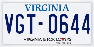 VA license plate VGT0644