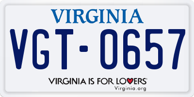 VA license plate VGT0657