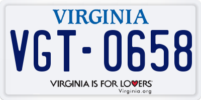 VA license plate VGT0658