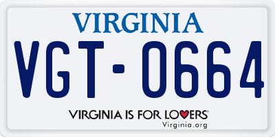 VA license plate VGT0664
