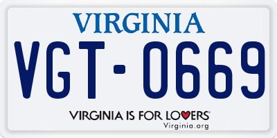 VA license plate VGT0669