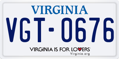 VA license plate VGT0676