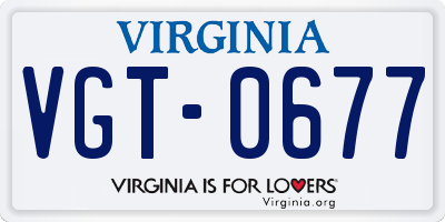 VA license plate VGT0677