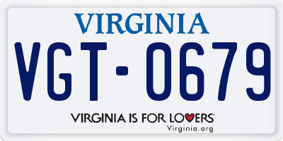 VA license plate VGT0679