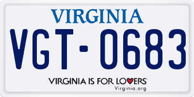 VA license plate VGT0683