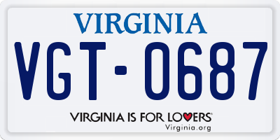 VA license plate VGT0687