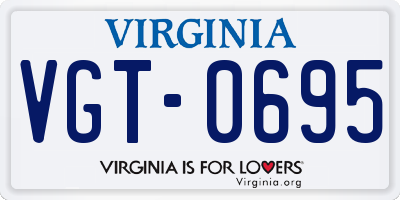 VA license plate VGT0695