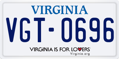VA license plate VGT0696