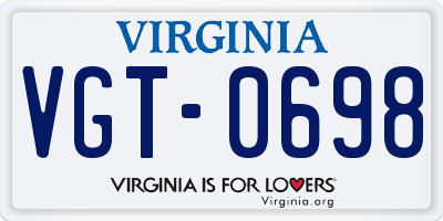 VA license plate VGT0698