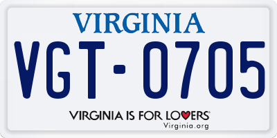 VA license plate VGT0705