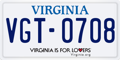 VA license plate VGT0708