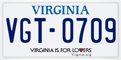VA license plate VGT0709