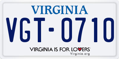 VA license plate VGT0710