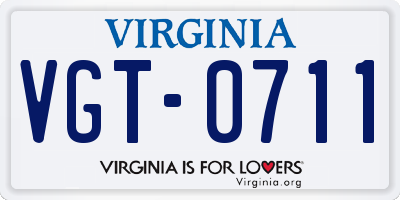 VA license plate VGT0711