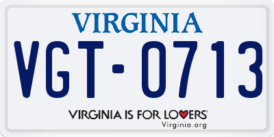 VA license plate VGT0713