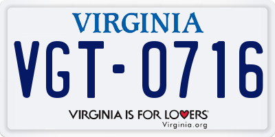 VA license plate VGT0716