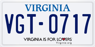 VA license plate VGT0717