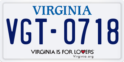 VA license plate VGT0718