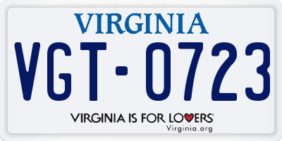 VA license plate VGT0723