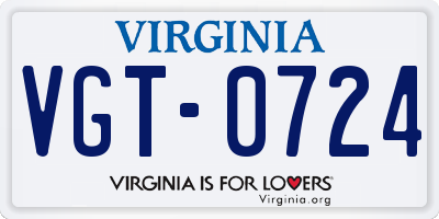 VA license plate VGT0724